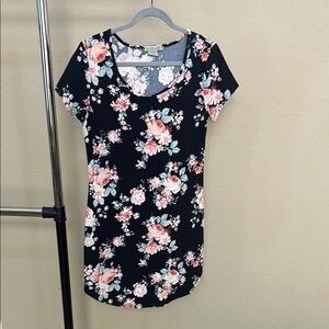 Floral Print Black Dress